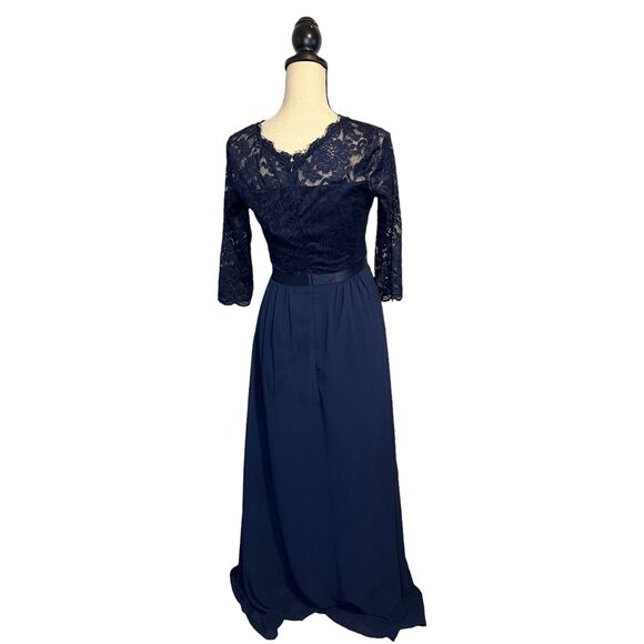 NWT Miusol Dark Navy Blue Lace Bodice Long Maxi Evening Formal Dress Size Small - Picture 5 of 9
